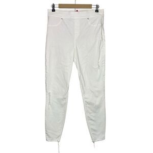 Spanx Jeans Womens L Pants White Ankle Leggings Elastic Waist Pull On Distressed
